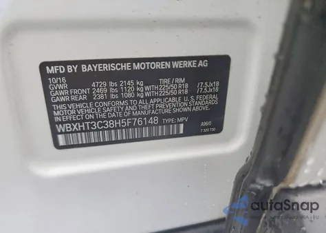 2017 BMW X1 xDrive28I z USA, uszkodzony, nr VIN WBXHT3C38H5F76148